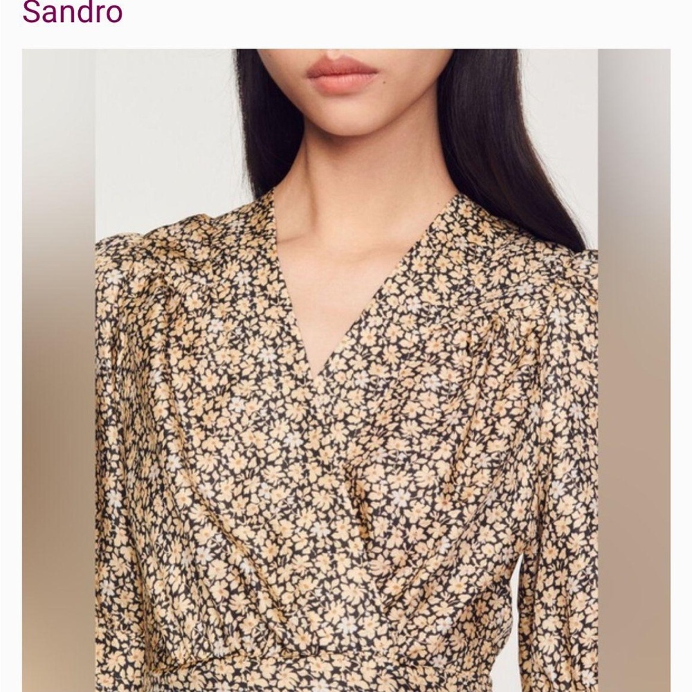 Sandro 100%Silk Floral Wrap Dress